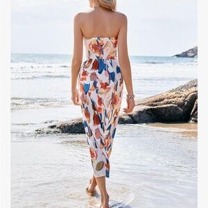 Colorful Strapless Maxi Dress